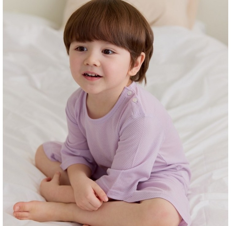 아이숲 아동용 솔리드 모달메쉬 칠부실내복 상하의 세트