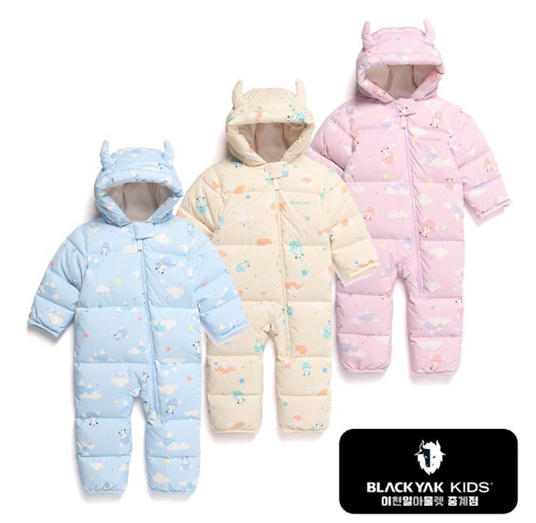 블랙야크키즈 중계점 24년 FW ITEM BIGSALE BKO버트다운우주복4 3Color 귀여운 전판 그래픽 따뜻하고 포근한 덕다운 충전재 베이비 다운 우주복