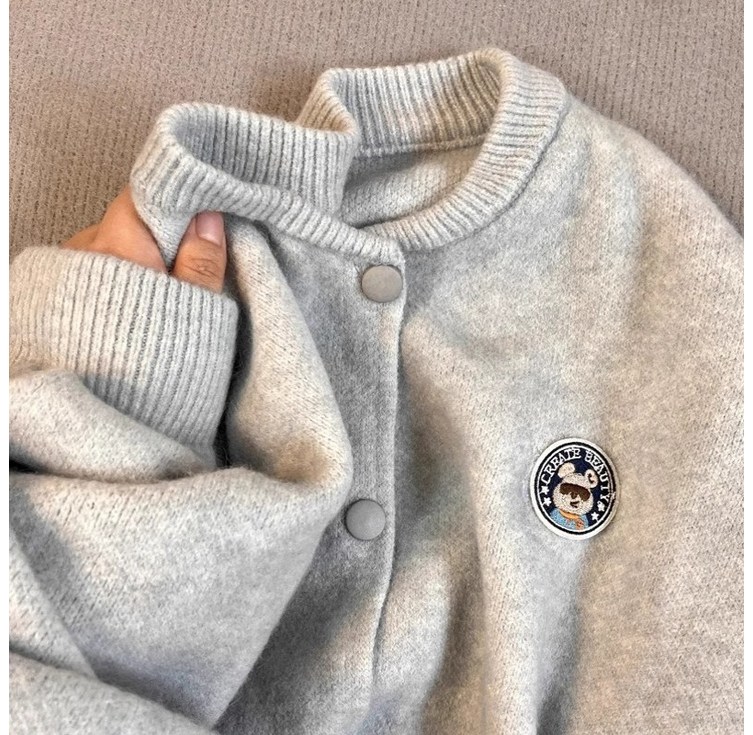 여성 봄 가을 소프트 라운드넥 부드러운 스웨이드 가디건