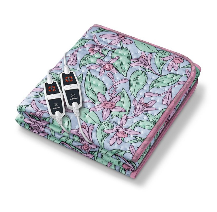 보이로 전기요 4단 퍼플플라워 전자파없는 전기매트, 2인용 UB129 140x150cm