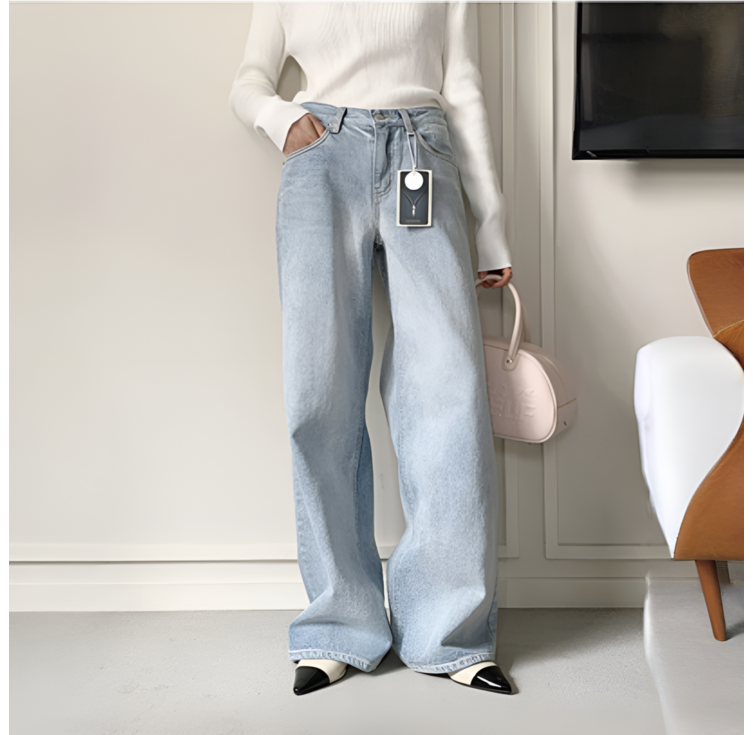 국내생산 모노디 여성 여자청바지 샌드 워싱 와이드 팬츠