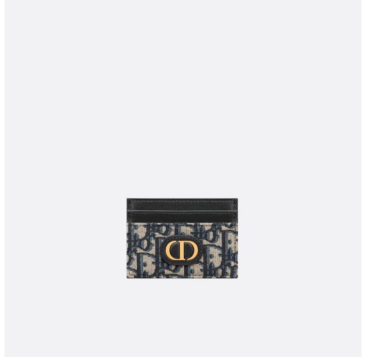 국내백화점 디올 30 Montaigne Freesia 카드 지갑 블루 Dior Oblique 자카드 M928