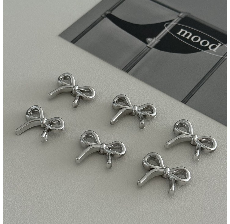 해피니스데이 감성 실버 리본 마그넷 냉장고 네오디움 자석 6p