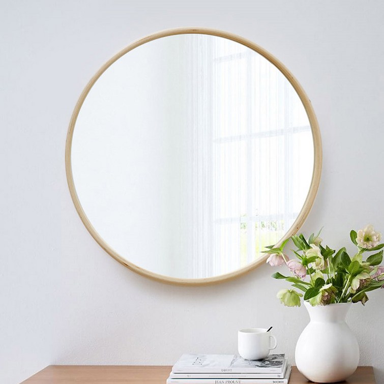 우드로하우스 원목 원형거울 CRM530NA 53cm, 내츄럴