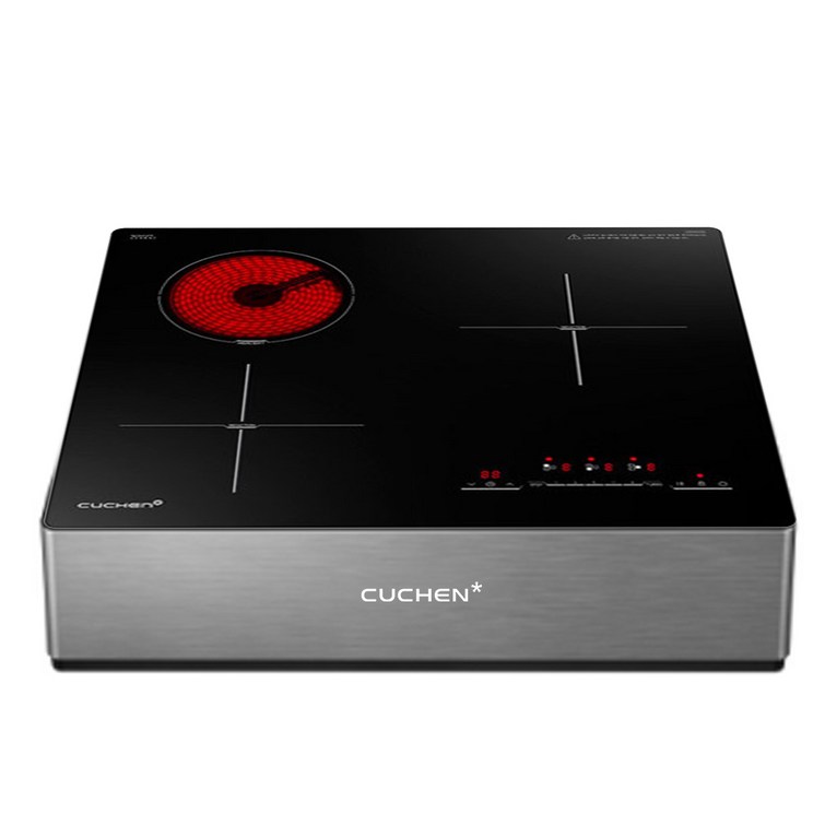 쿠첸 하이브리드 대화구 인덕션 3구 150mm 케이스 방문설치, CIRO2S3400FLBE, 프리스탠딩150mm